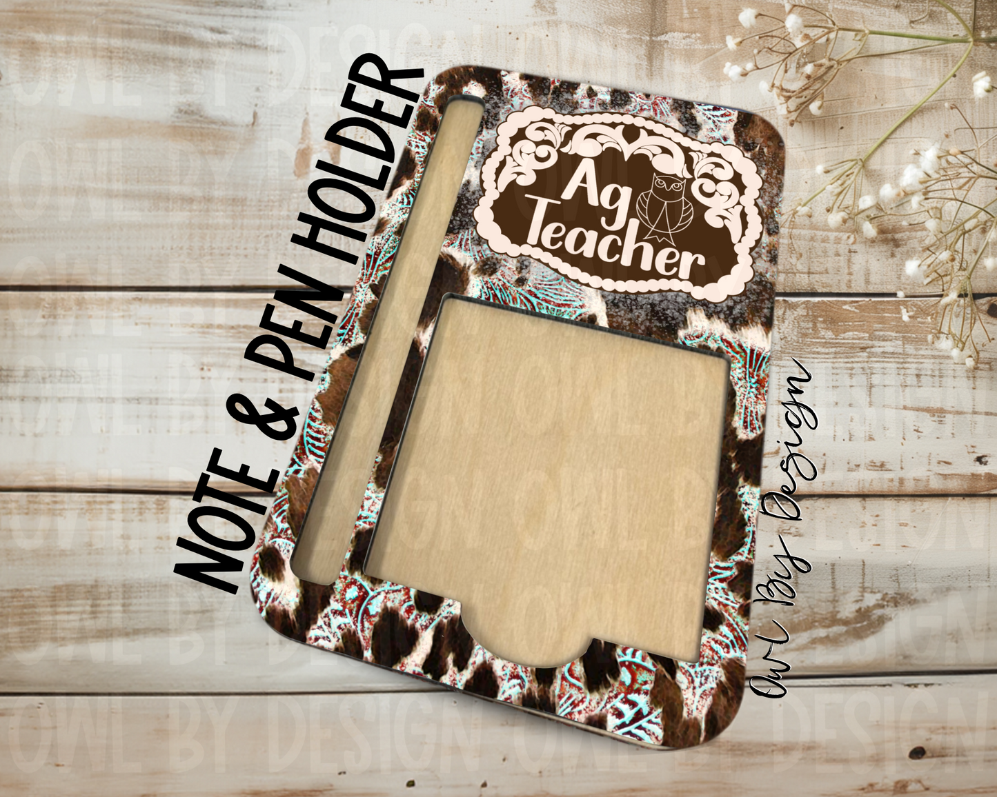 Ag Teacher Western Buckle Note & Pen Holder