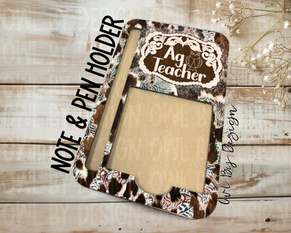 Ag Teacher Western Buckle Note & Pen Holder