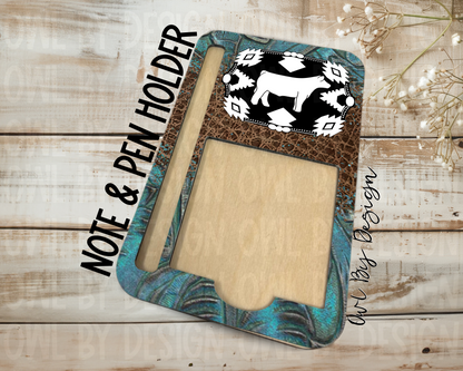 Show Livestock Buckle Western Note & Pen Holder