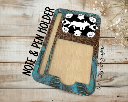 Show Livestock Buckle Western Note & Pen Holder