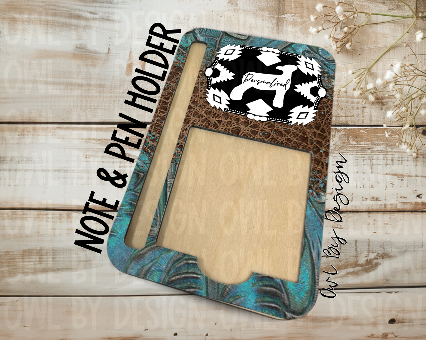 Show Livestock Buckle Western Note & Pen Holder