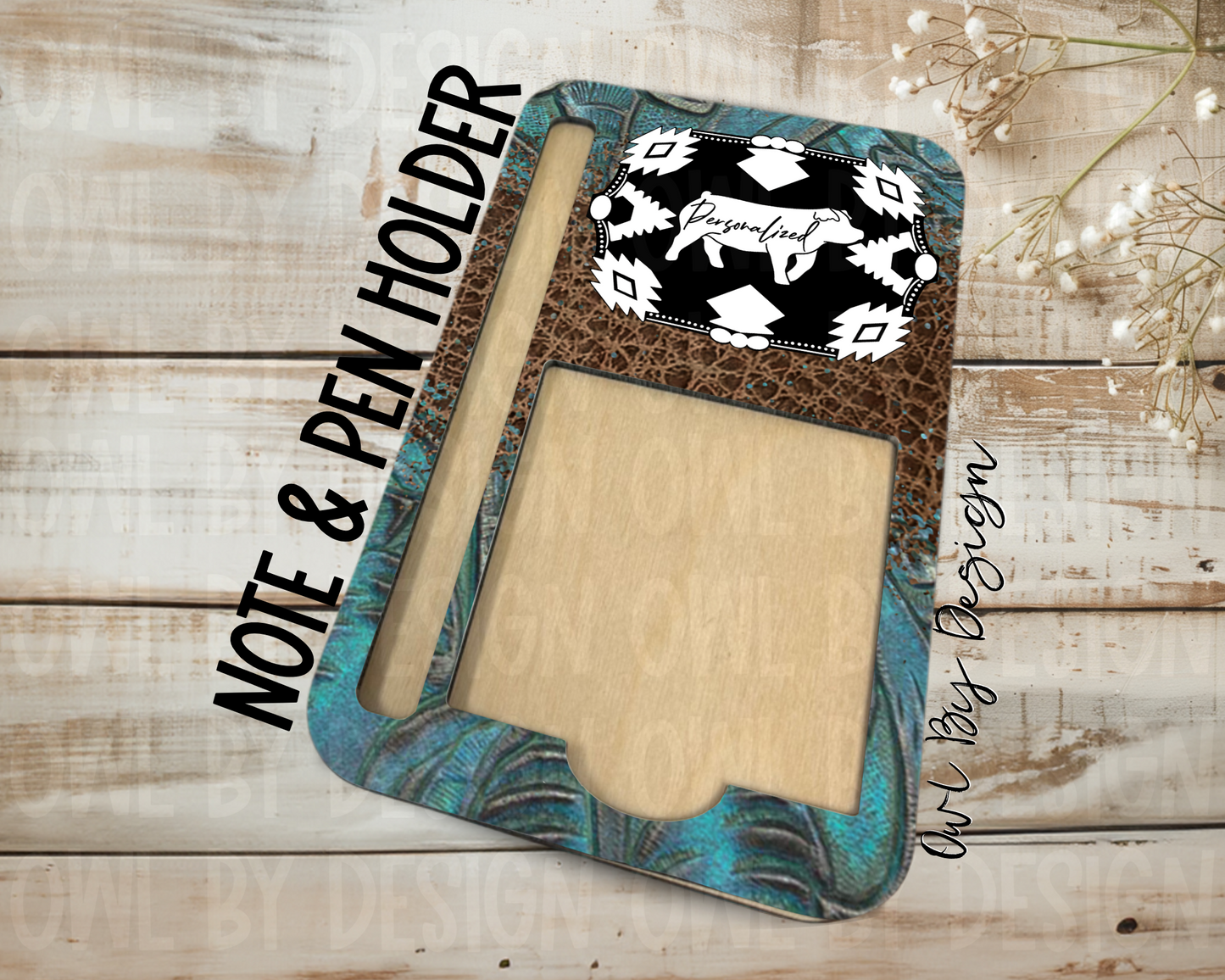Show Livestock Buckle Western Note & Pen Holder