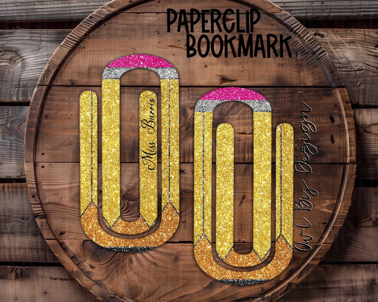Glitter Pencil Paperclip Bookmark * Customizable
