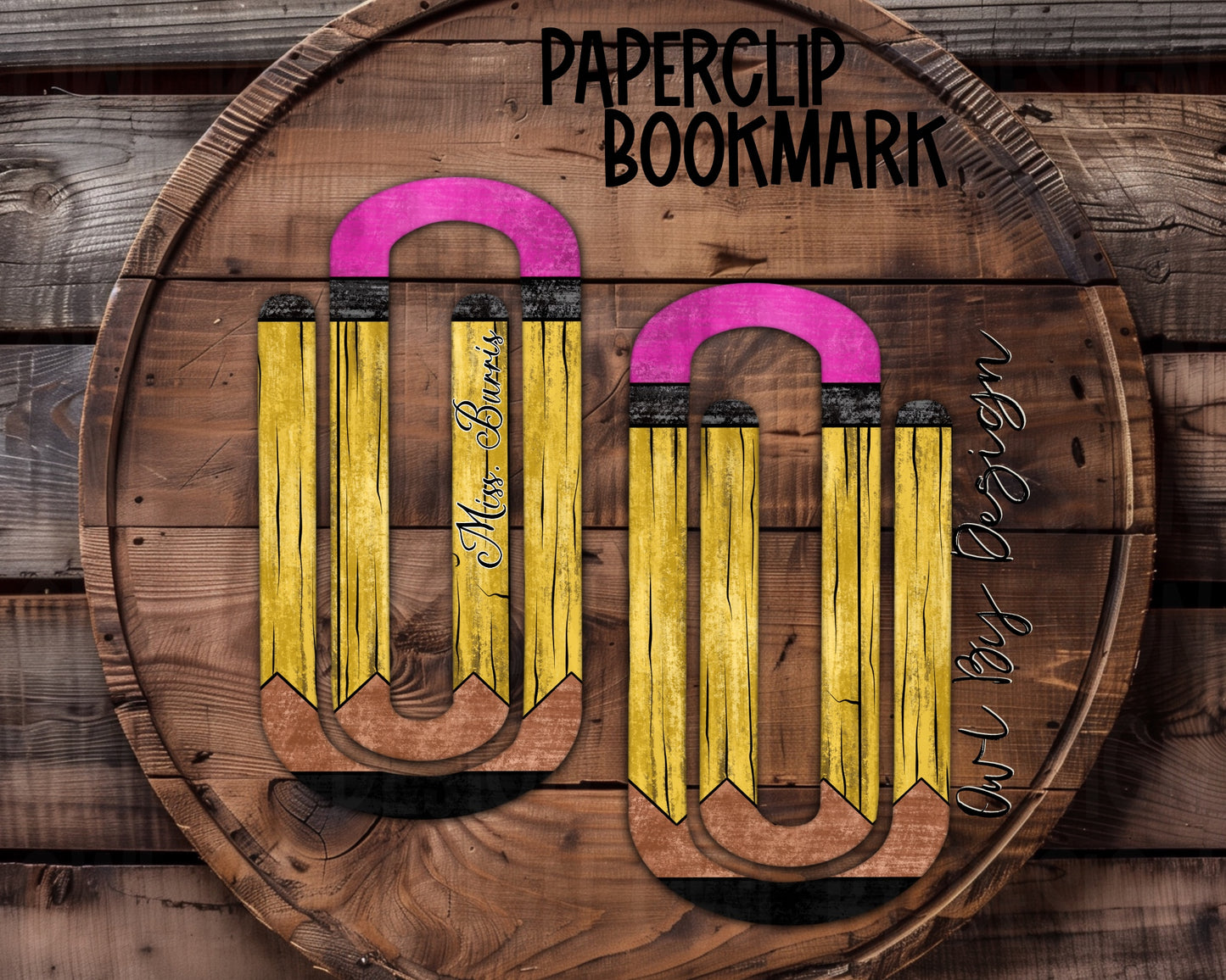 Wood Pencil Paperclip Bookmark *Customizable