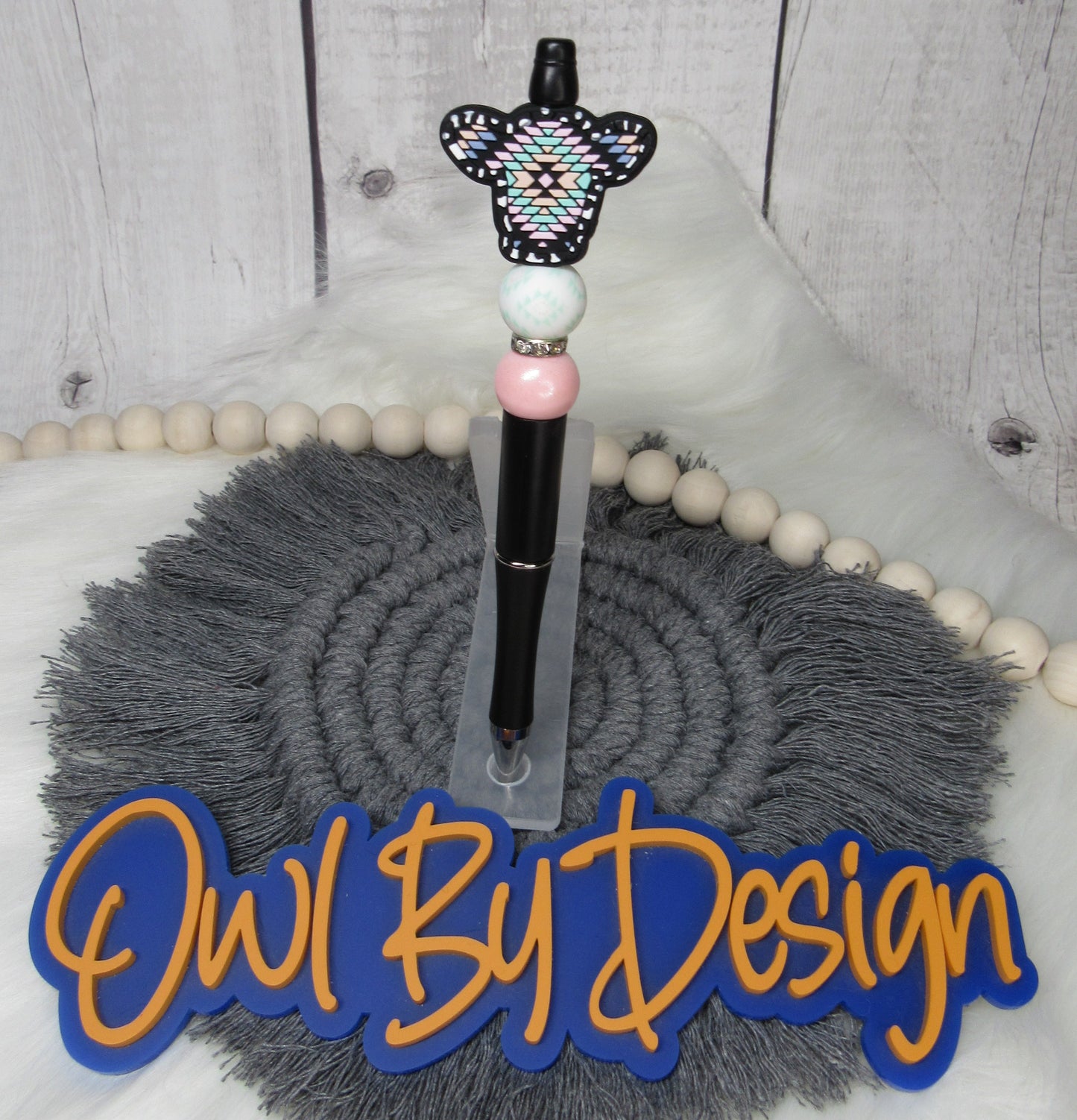 Pastel Mosaic Cow Head Pen