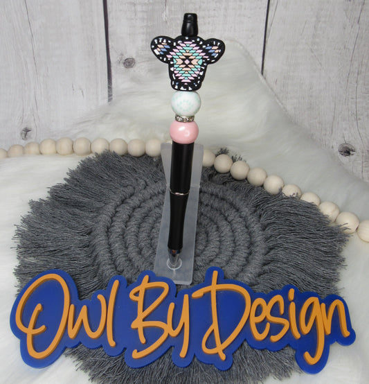 Pastel Mosaic Cow Head Pen