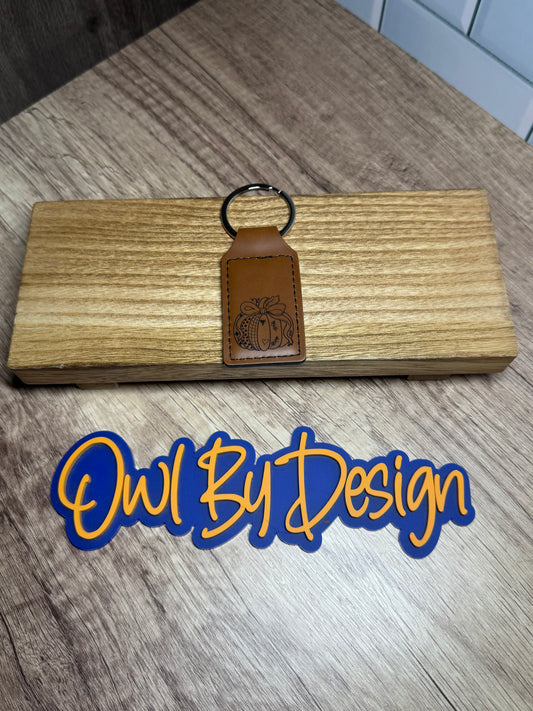 Patchwork Pumpkin Small Leather Keychain