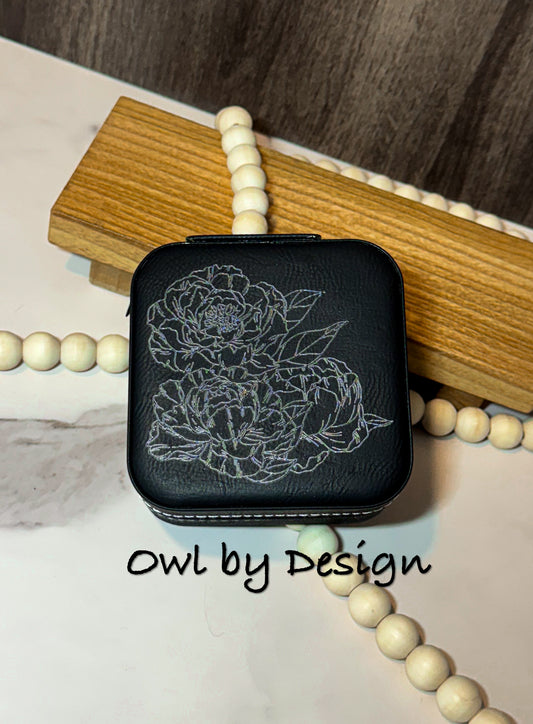 Peony Bunch Jewelry Box - Black and Silver