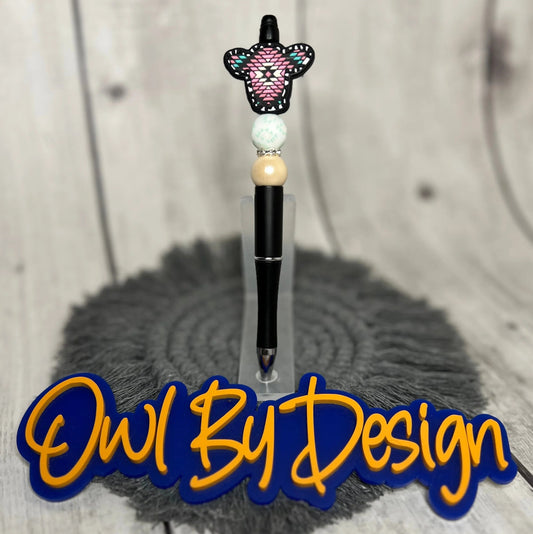 Pink Mosaic Cow Head Pen