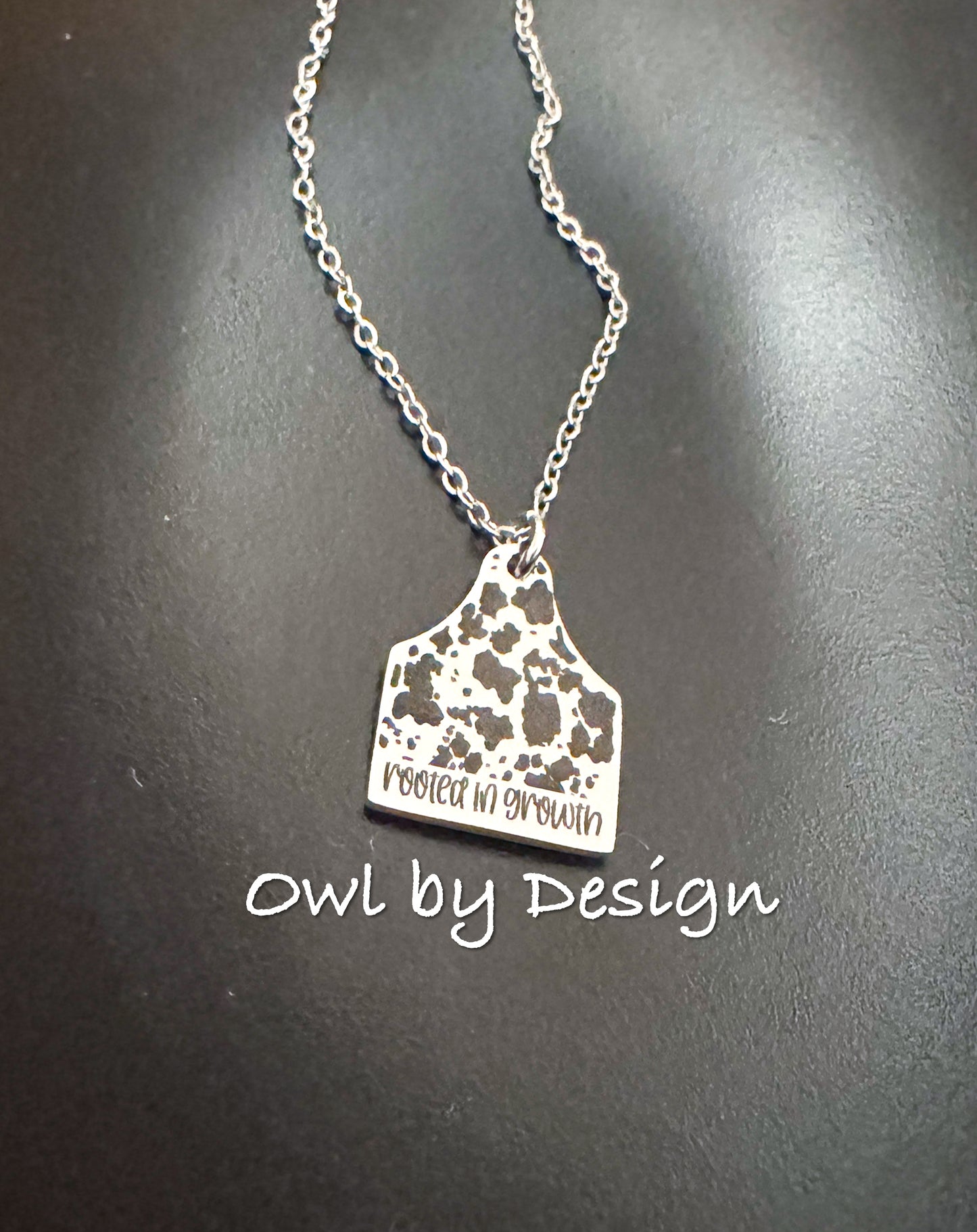 Rooted in Growth Cow Tag Necklace
