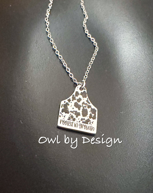 Rooted in Growth Cow Tag Necklace