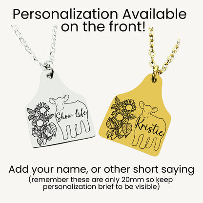 Sunflower Livestock Cow Tag Necklace