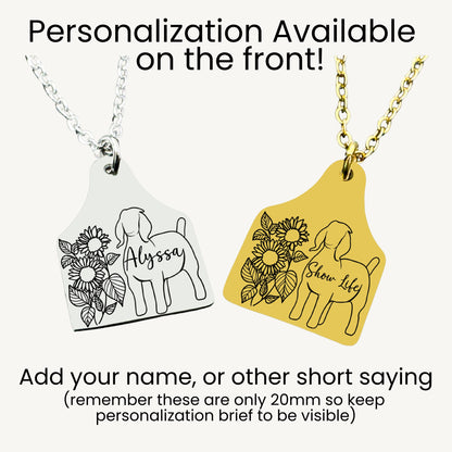 Sunflower Livestock Cow Tag Necklace