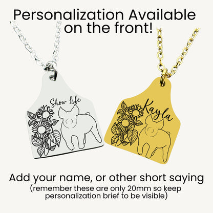 Sunflower Livestock Cow Tag Necklace