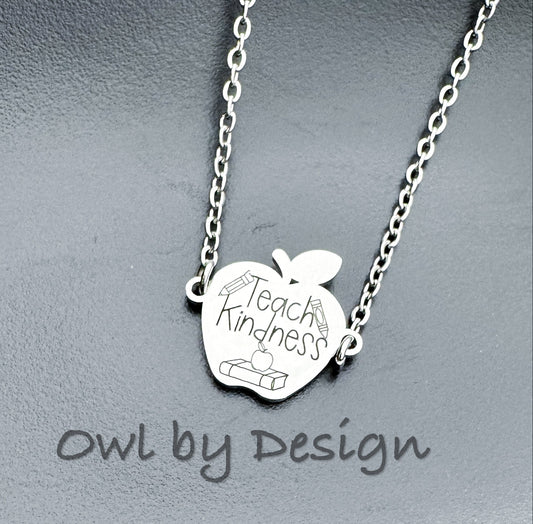 Teach Kindness Apple Necklace