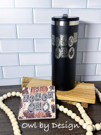 Teach Ag Hydration Bundle - 24 oz Tumbler and Ceramic Coaster
