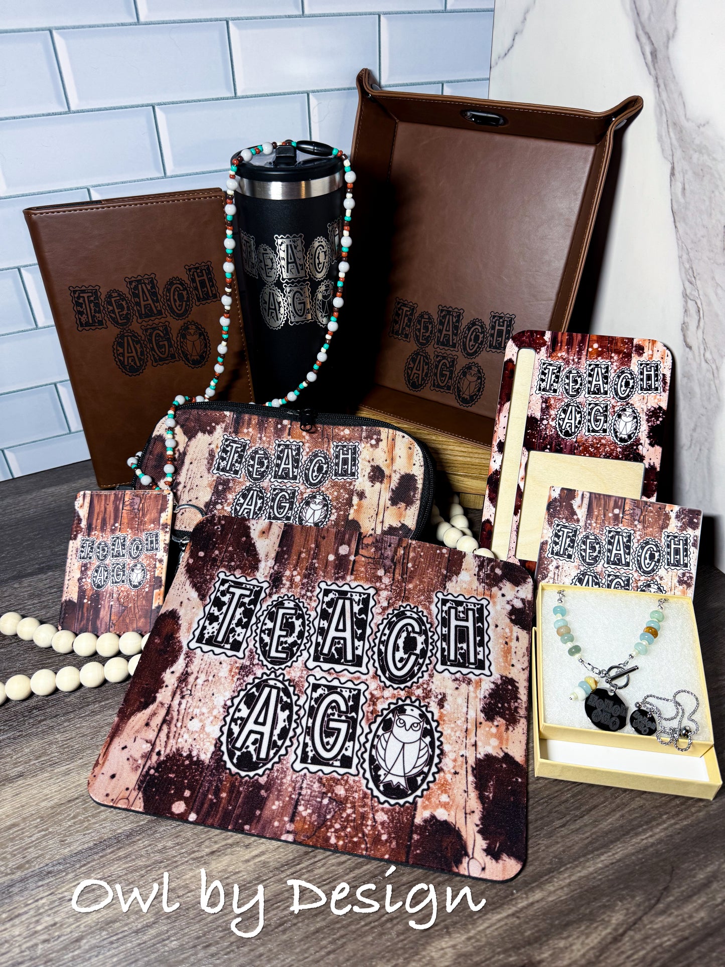 Teach Ag Ultimate Bundle - Lanyard, Badge Holder, Mousepad, Note/Pen Holder, Tray, Necklace, Bracelet, Tumbler, Coaster, Journal, Pencil Pouch