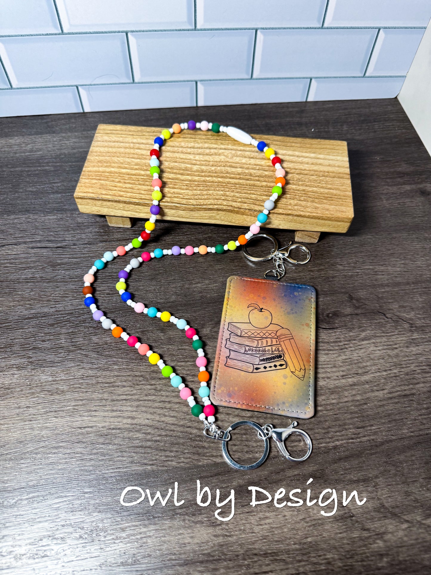 Teacher Necessities Essentials Bundle - Beaded Lanyard and Badge Holder
