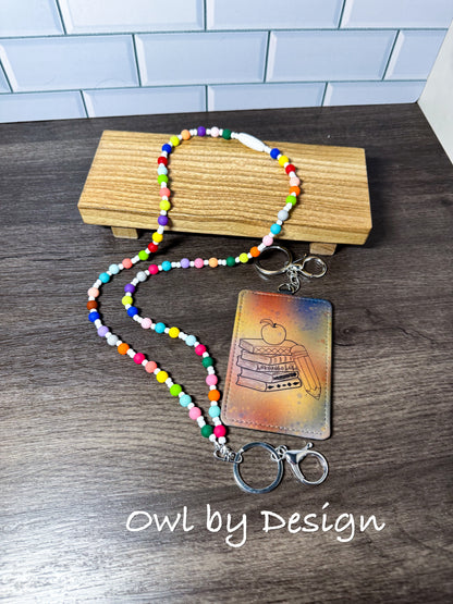 Teacher Necessities Essentials Bundle - Beaded Lanyard and Badge Holder