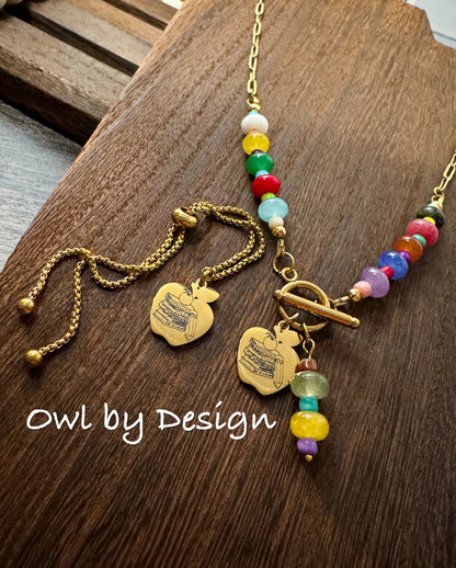 Teacher Necessities Jewelry Bundle - Beaded Accent Necklace and Bracelet
