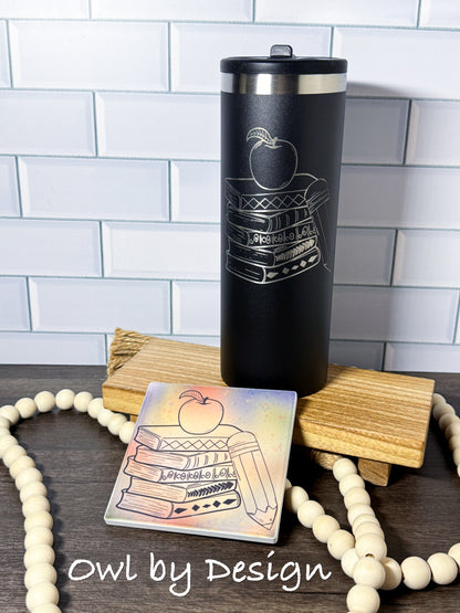 Teacher Necessities Hydration Bundle - 24 oz Tumbler and Ceramic Coaster