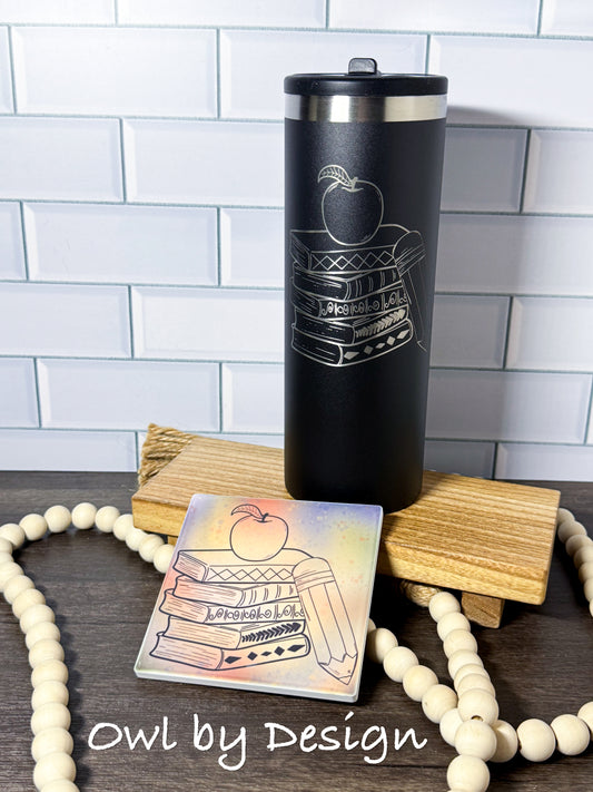 Teacher Necessities Hydration Bundle - 24 oz Tumbler and Ceramic Coaster