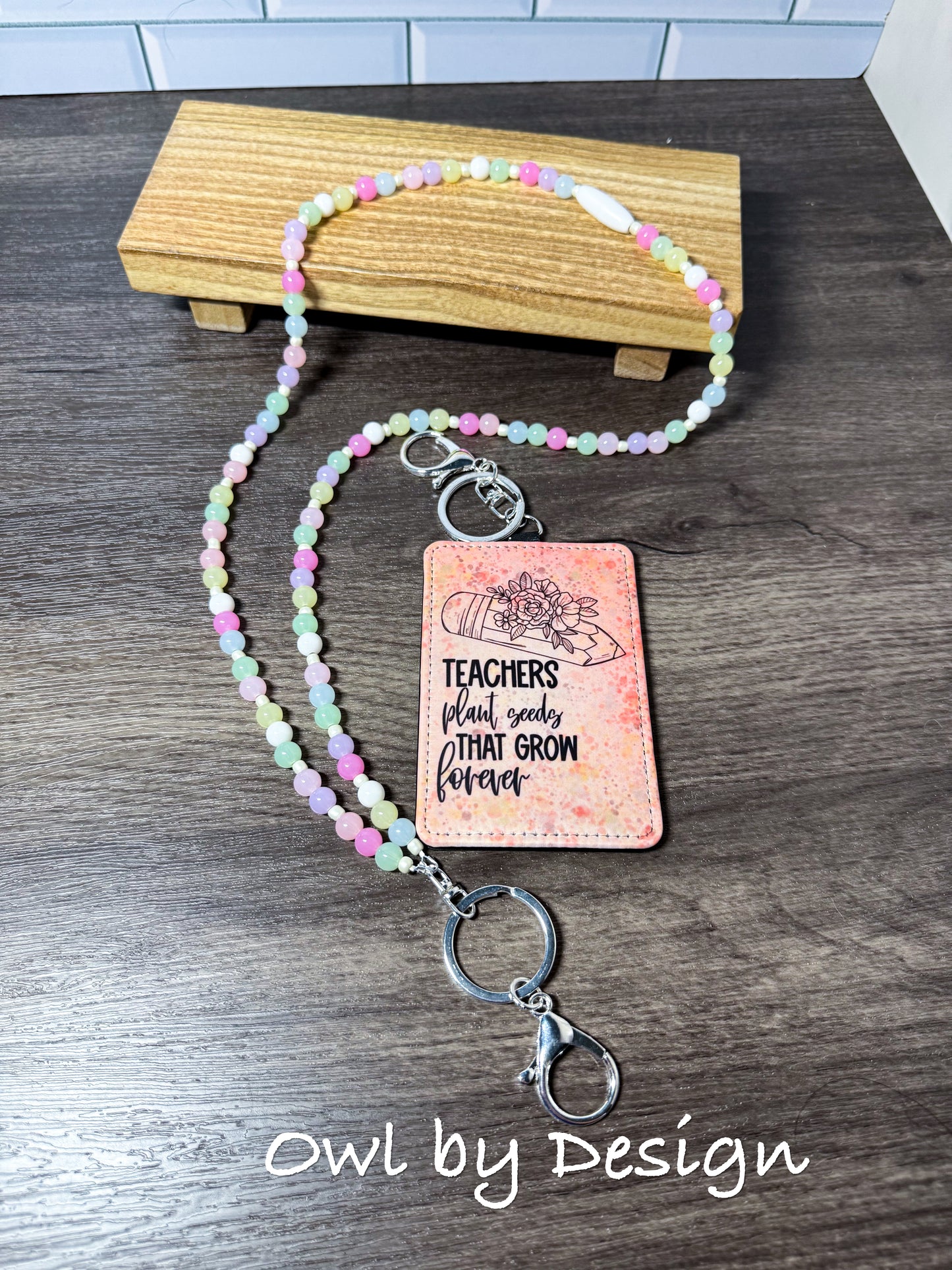 Teachers Plant Seeds Essentials Bundle - Beaded Lanyard and Badge Holder