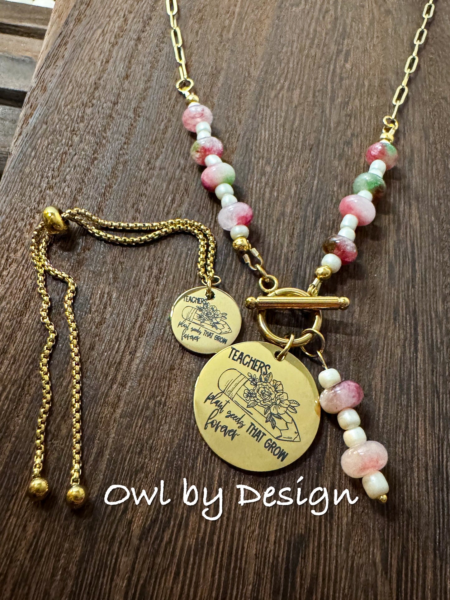 Teachers Plant Seeds Jewelry Bundle - Beaded Accent Necklace and Bracelet