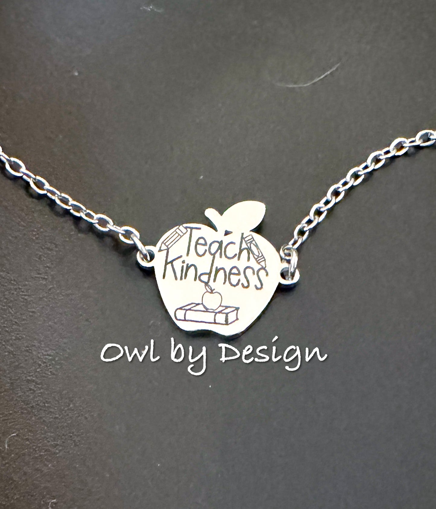 Teach Kindness Apple Necklace