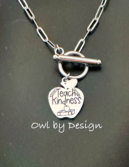 Teach Kindness Apple Toggle Necklace