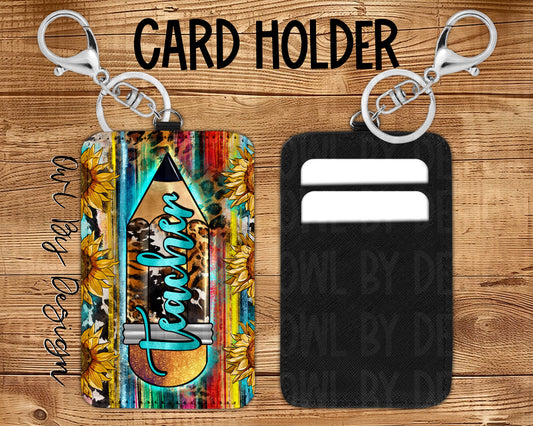 Western Teacher Card Holder Keychain/Lanyard