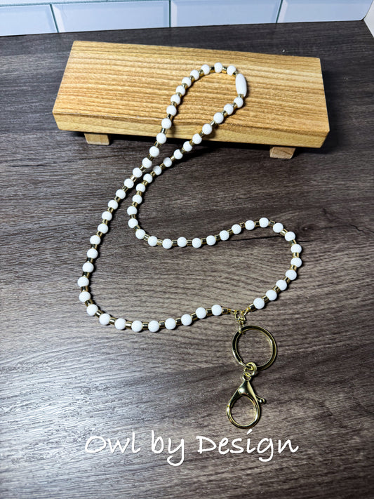Champagne Beaded Lanyard